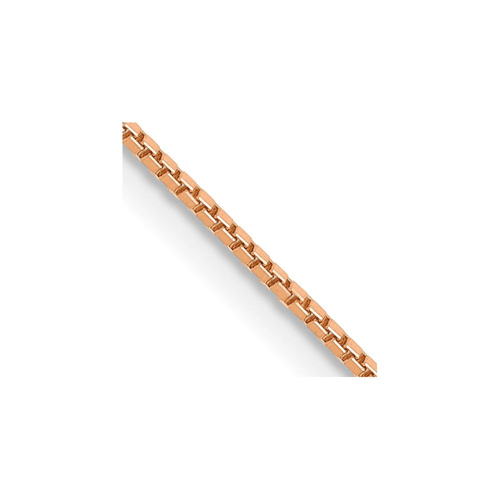 14K Rose Gold 24 inch .9mm Box Link with Lobster Clasp Chain