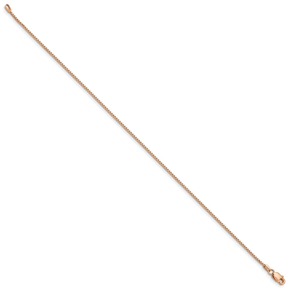 14K Rose Gold . Box Link with Lobster Clasp Bracelet 0.95mm - Bracelets