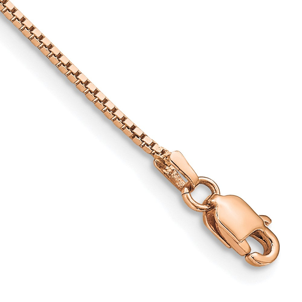 14K Rose Gold . Box Link with Lobster Clasp Bracelet 0.95mm - Bracelets