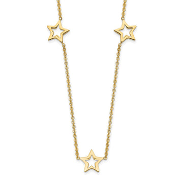 14K Open Stars 18 inch Necklace Plus 2 inch Extension