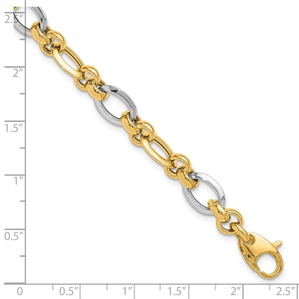 14K Two-tone Polished Fancy Link Bracelet 8.2mm - Bracelets
