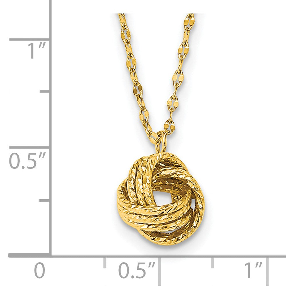 14k Diamond-cut Love Knot Pendant Necklace 10.38mm - Chains
