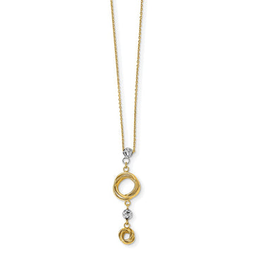 14k Two-tone Polished Love Knots with Diamond-cut Beads Necklace 8.41mm - Chains