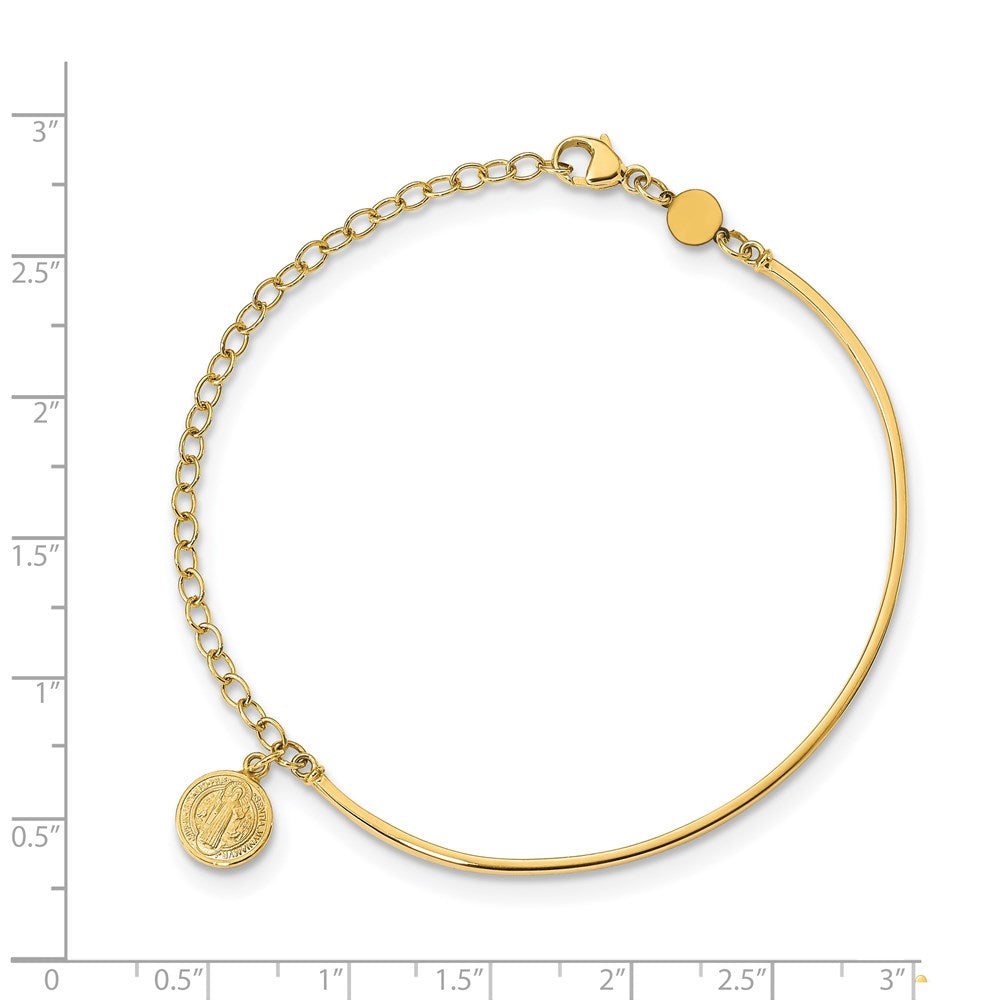 14K Polished St. Benedict Medal Half-Bangle Bracelet 8.66mm - Bracelets
