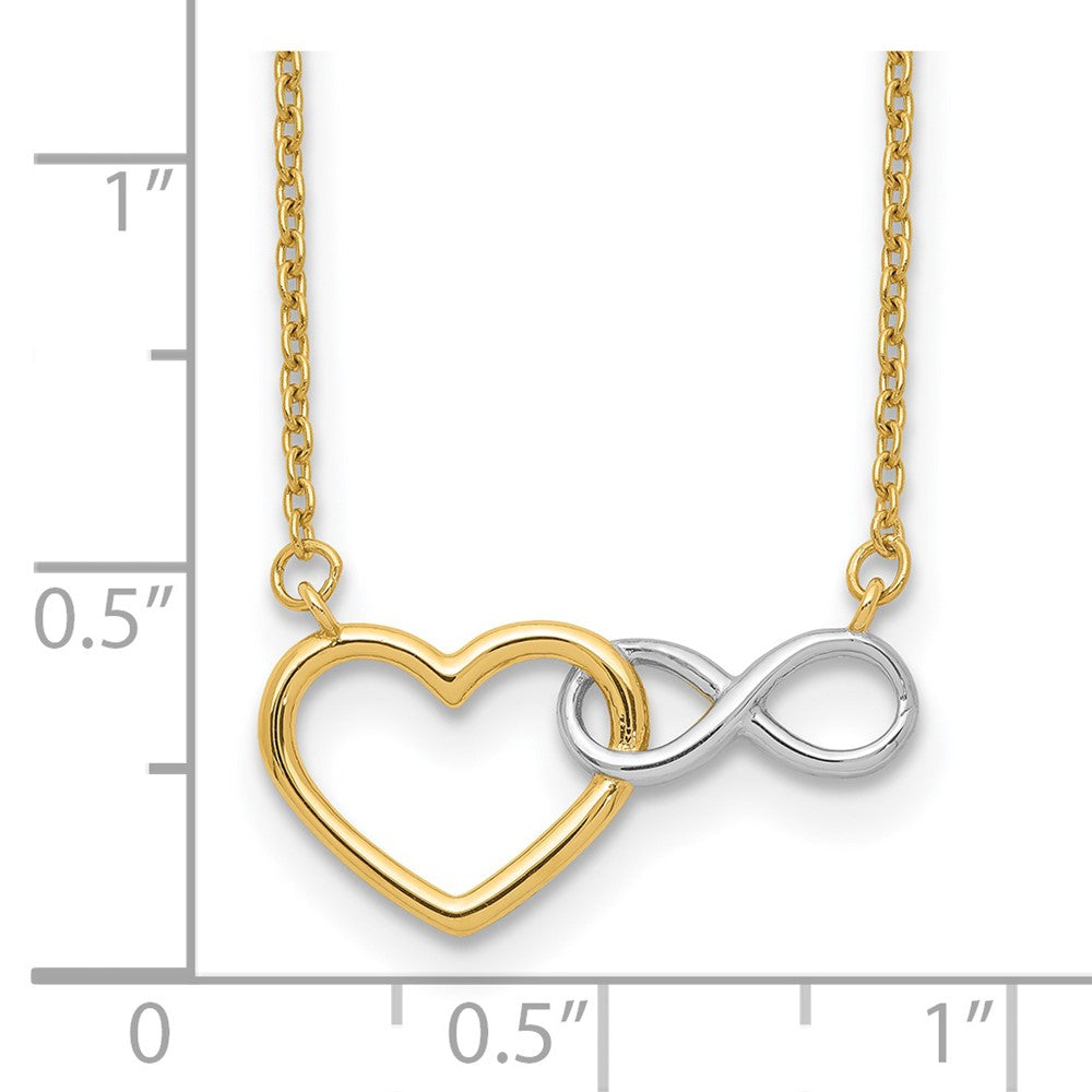 14K with White Rhodium Interlocked Heart with Infinity Symbol Necklace 9.3mm - Chains
