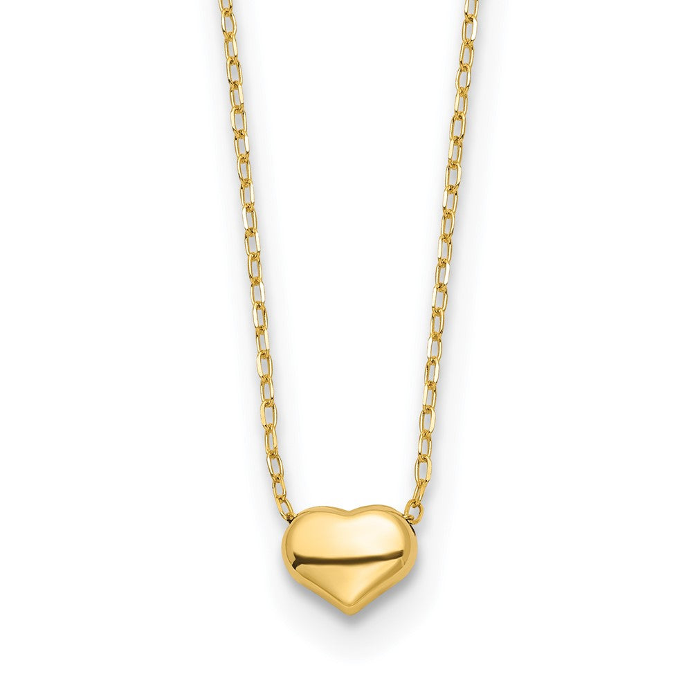 14k Polished Puffed Heart Pendant 16.5 inch Necklace