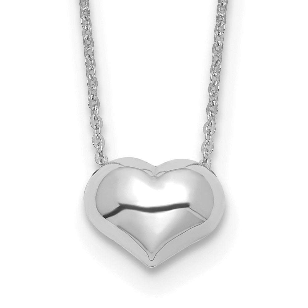 14k White Gold Polished Puffed Heart Pendant 16.5in Necklace