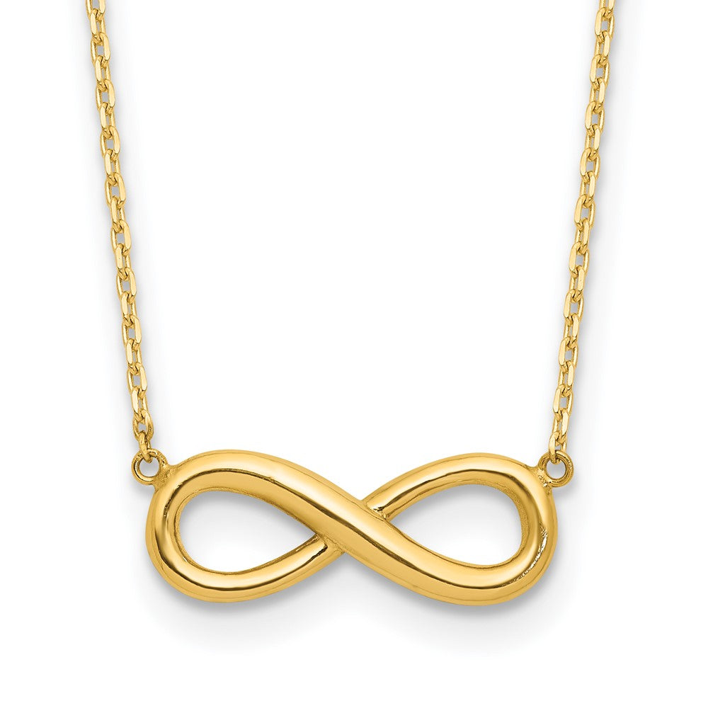 14k Polished Infinity Symbol 16.5 inch Necklace Plus 1 inch Extender