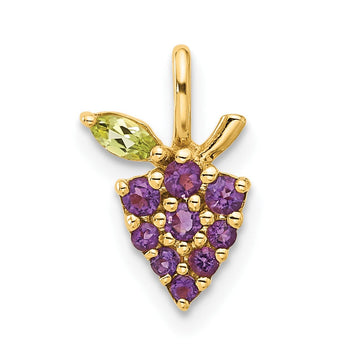 14K Gold Amethyst and Peridot Grapes Chain Slide 8.75mm - Chains