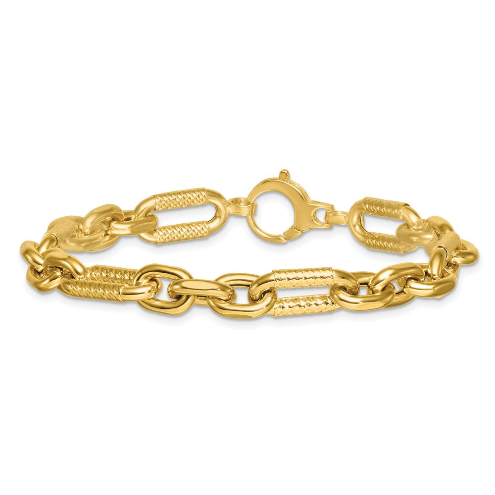 14k Polished Diamond-cut Fancy Figaro Link Bracelet 8.85mm - Bracelets