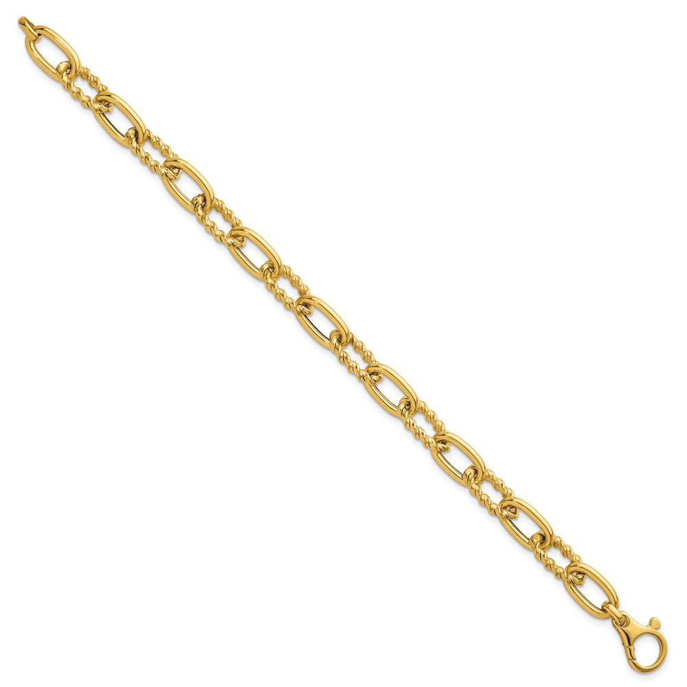 14K Polished Fancy and Twisted Oval Link Bracelet 7.95mm - Bracelets