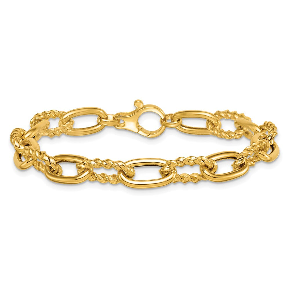 14K Polished Fancy and Twisted Oval Link Bracelet 7.95mm - Bracelets