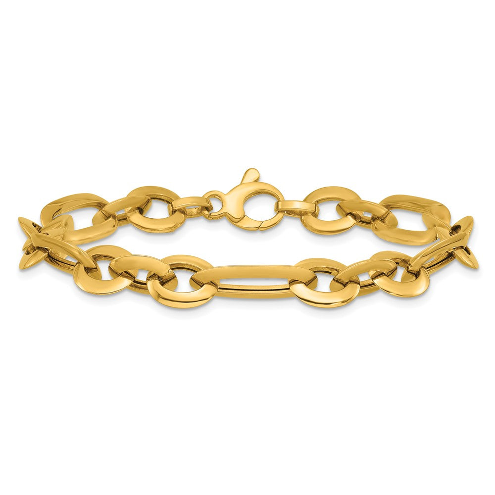 14k Polished Long Knife Edge Link Bracelet 7.75mm - Bracelets