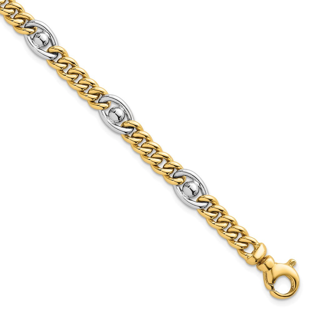 14k Two-tone Polished Fancy Curb/Anchor Chain Bracelet 7.15mm - Bracelets