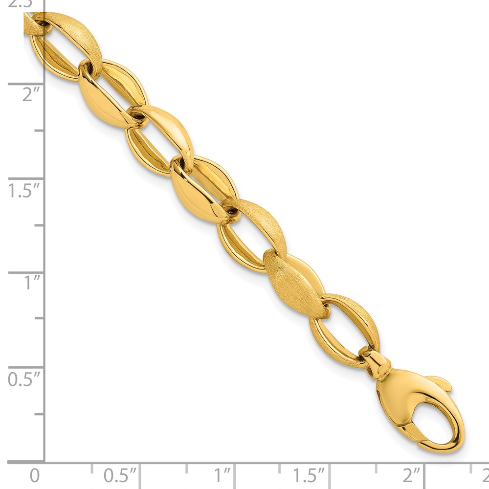 14k Polished And Brushed Fancy Oval Cable Link Bracelet 8.15mm - Bracelets
