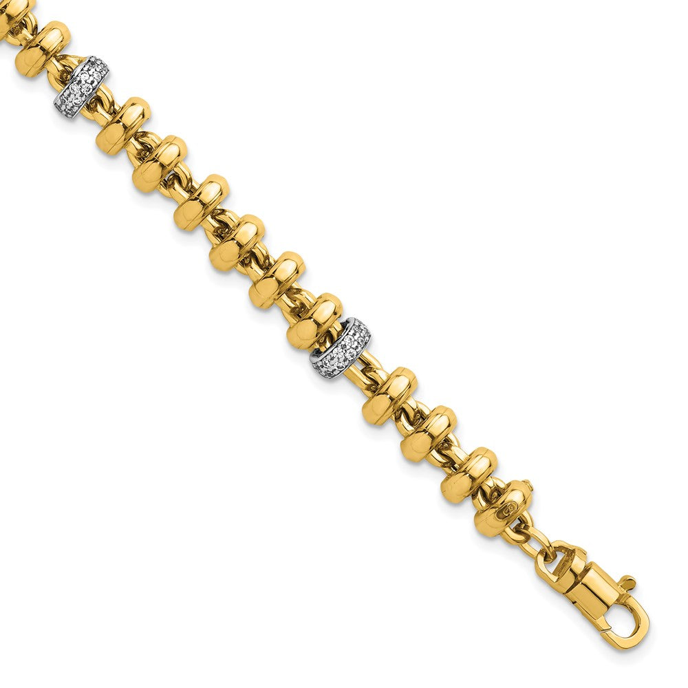 14k Two-tone Polished Fancy Link CZ Bracelet 7.65mm - Bracelets