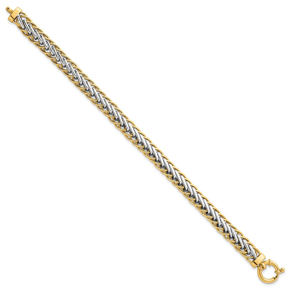 14k Two-tone Polished Lightweight Fancy Woven Link Bracelet 7.6mm - Bracelets