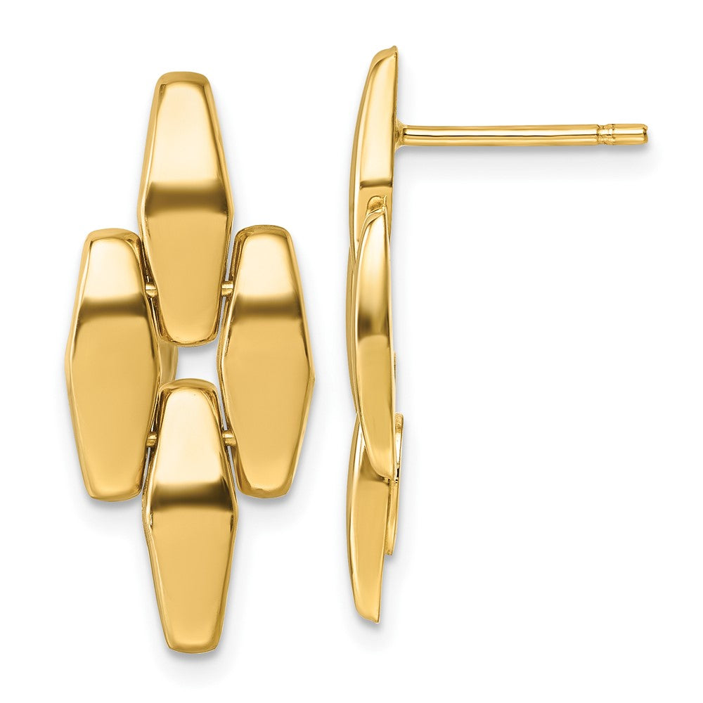 14K Polished Fancy Link Geometric Dangle Post Earrings