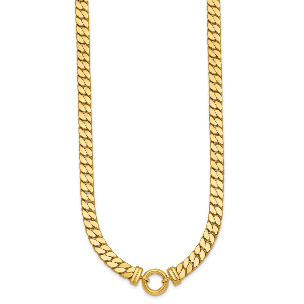 14k Polished Flat Curb Link with Center Circle Element Necklace 11.16mm - Chains