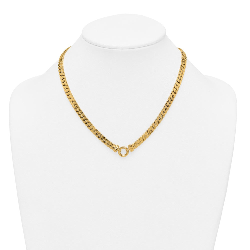 14k Polished Flat Curb Link with Center Circle Element Necklace 11.16mm - Chains