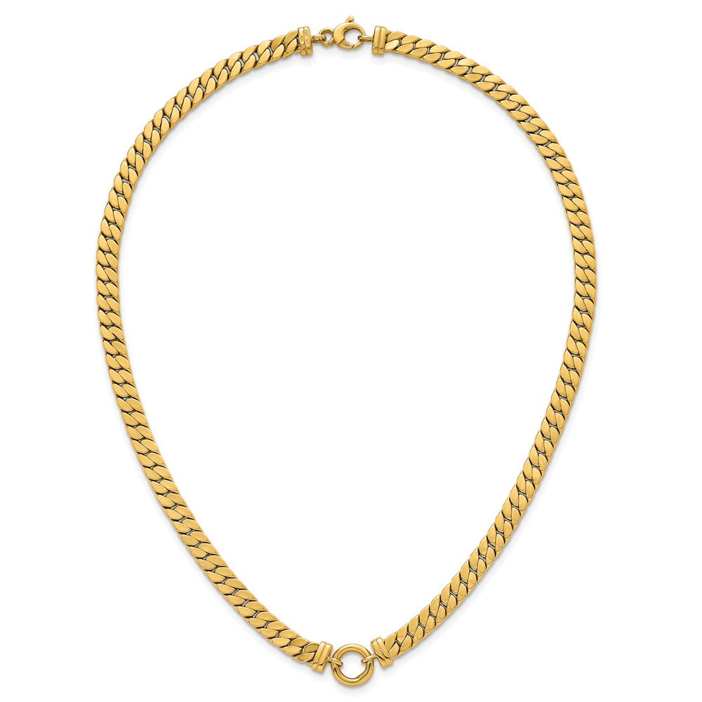 14k Polished Flat Curb Link with Center Circle Element Necklace 11.16mm - Chains