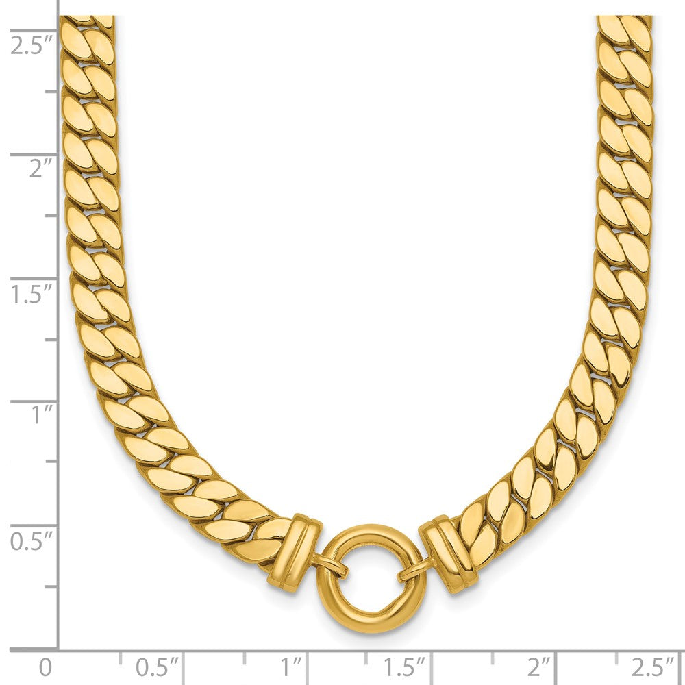 14k Polished Flat Curb Link with Center Circle Element Necklace 11.16mm - Chains