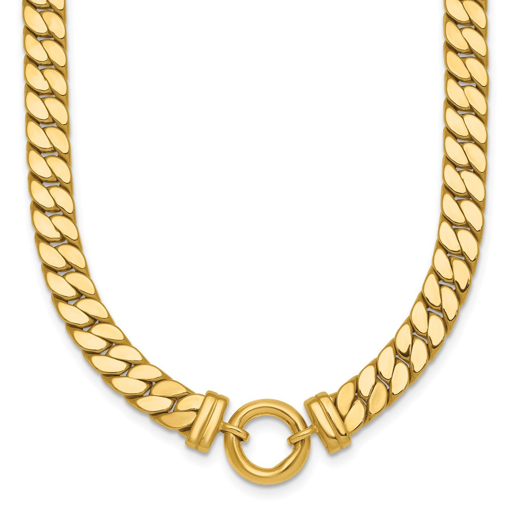 14k Polished Flat Curb Link with Center Circle Element Necklace 11.16mm - Chains