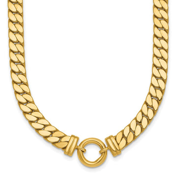 14k Polished Flat Curb Link with Center Circle Element 18 inch Necklace