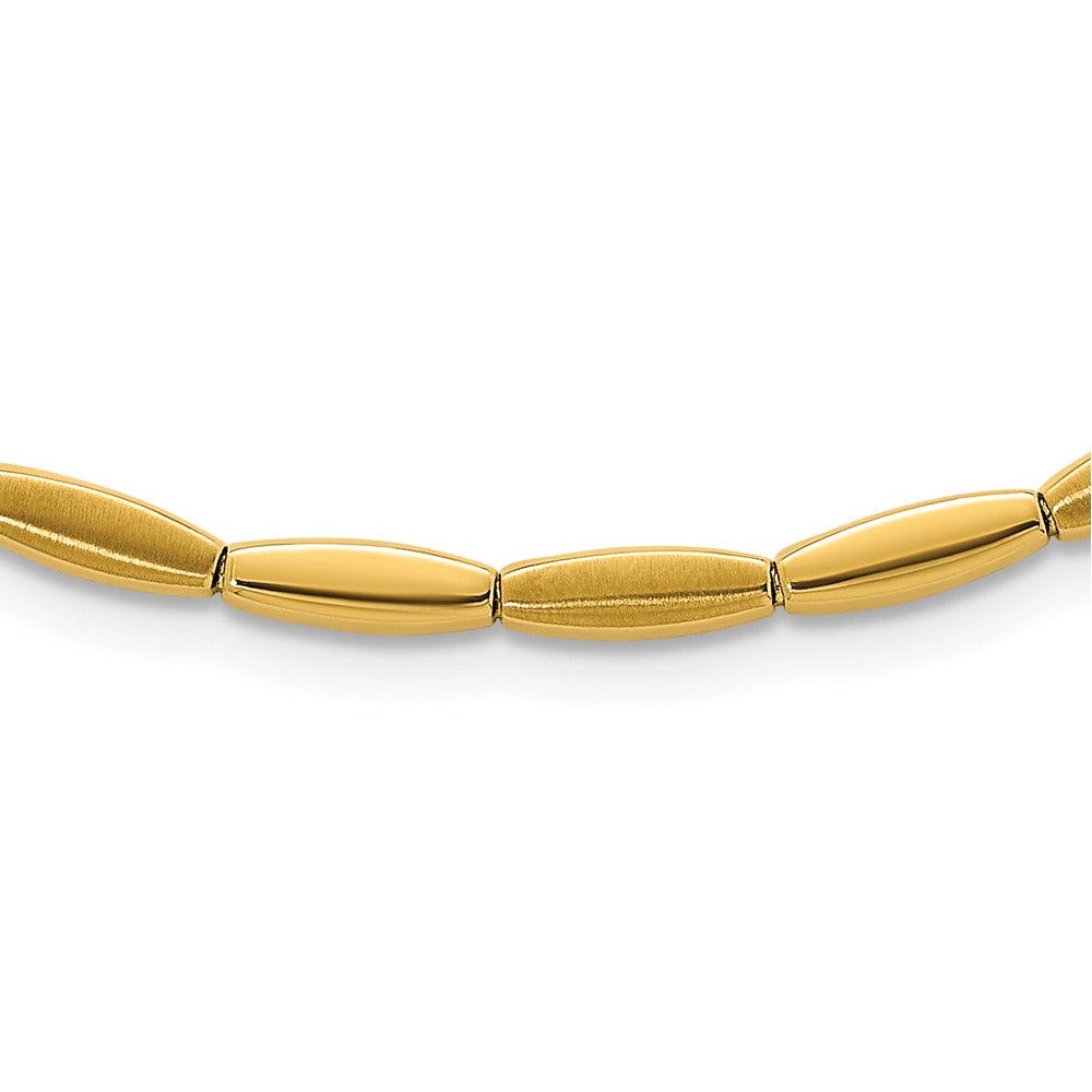 14k Brushed and Polished 4mm Fancy Oval Bar Link 16.75 inch Necklace