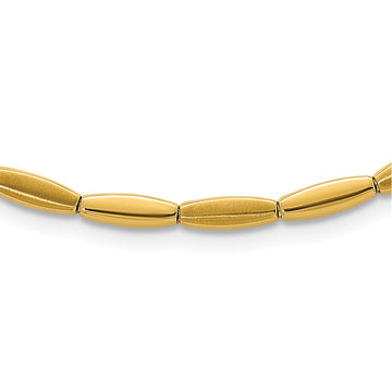 14k Brushed and Polished 4mm Fancy Oval Bar Link 16.75 inch Necklace