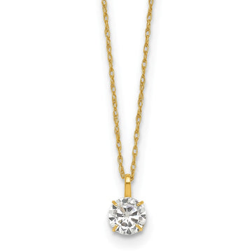 14k Polished 5.00mm Round CZ Solitaire 18 inch Necklace