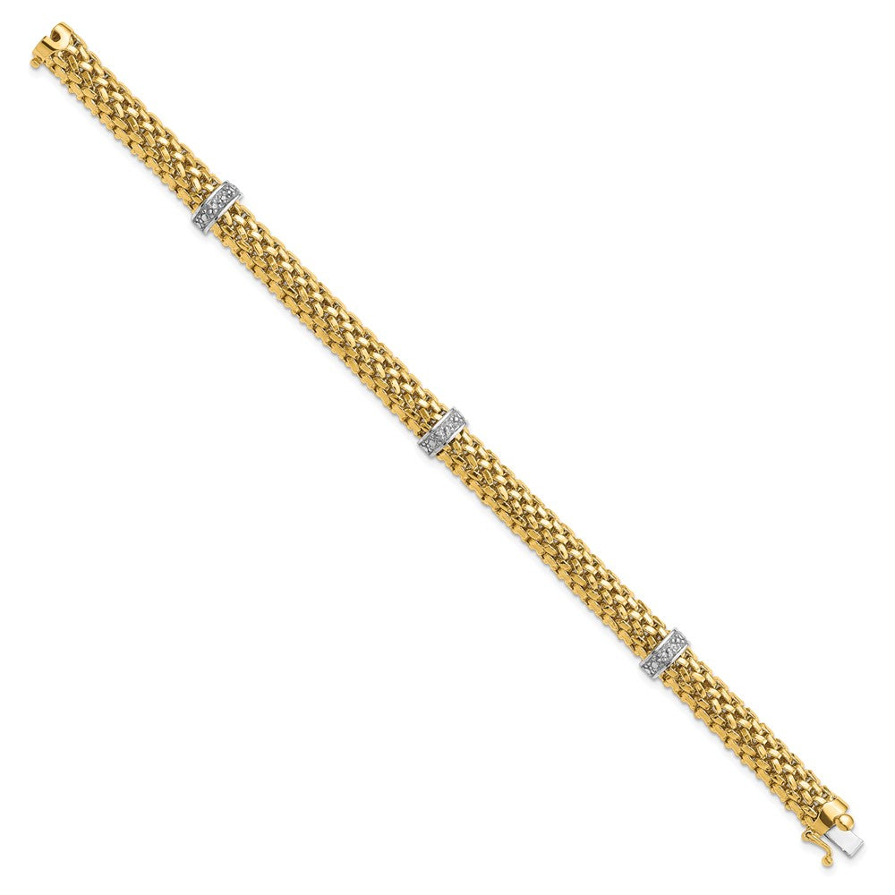 14k Two-Tone Polished Complete .05ct Diamond and Mesh Bracelet 7.45mm - Bracelets