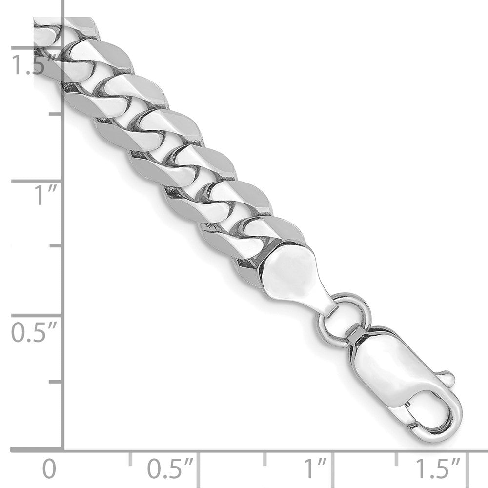 14K White Gold Flat Beveled Curb with Lobster Clasp Bracelet 7.25mm - Bracelets