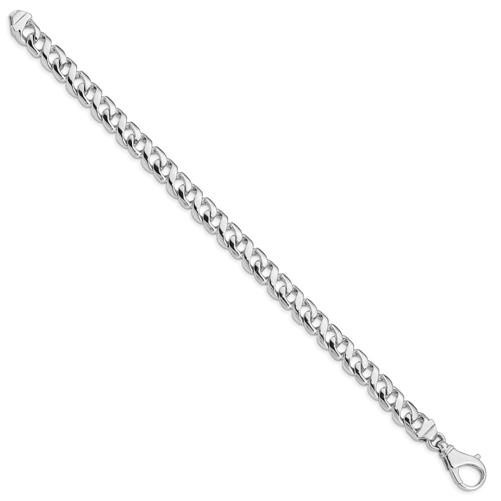 14K White Gold Hand Polished Fancy Link with Fancy Lobster Clasp Bracelet 8.75mm - Bracelets