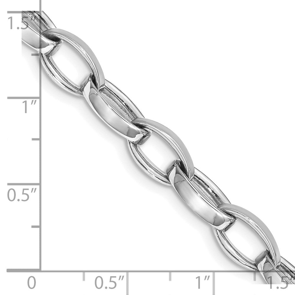 14K White Gold Hand Polished and Satin Fancy Link with Fancy Lobster Clasp Chain 6.6mm - Chains