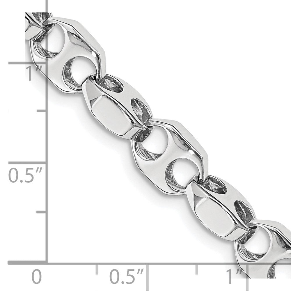 14K White Gold Hand Polished Fancy Link with Fancy Lobster Clasp Chain 7.2mm - Chains