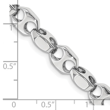 14K White Gold Hand Polished Fancy Link with Fancy Lobster Clasp Chain 7.2mm - Chains