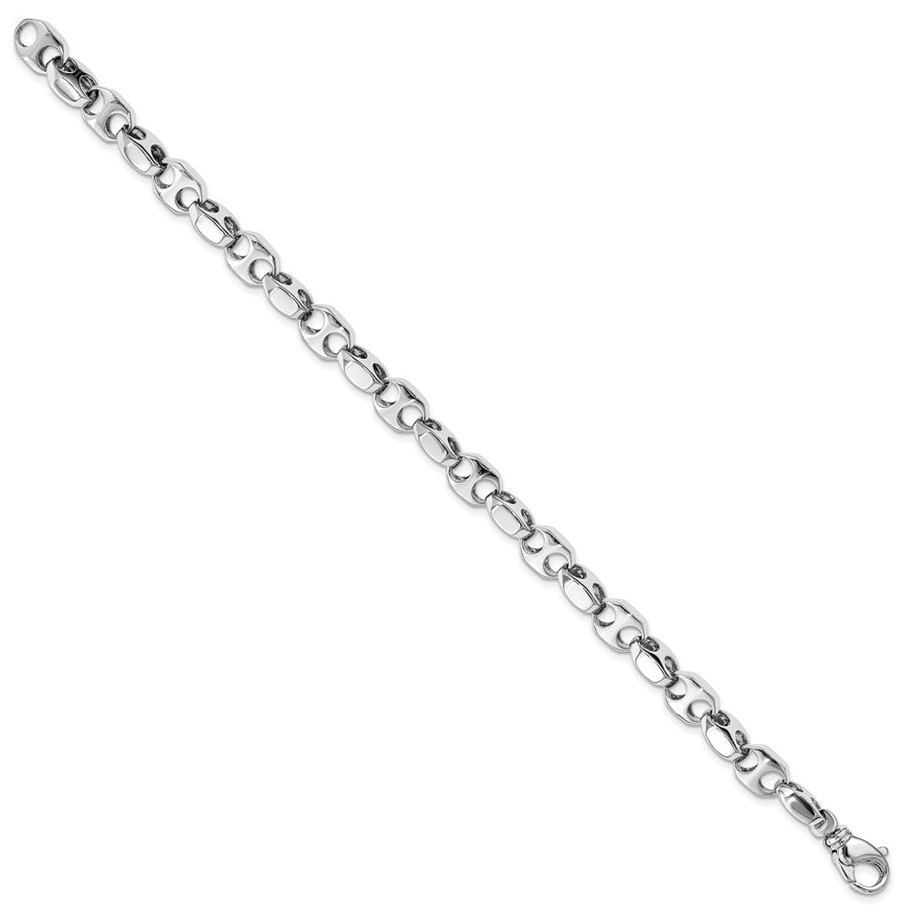 14K White Gold Hand Polished Fancy Link with Fancy Lobster Clasp Bracelet 7.2mm - Bracelets