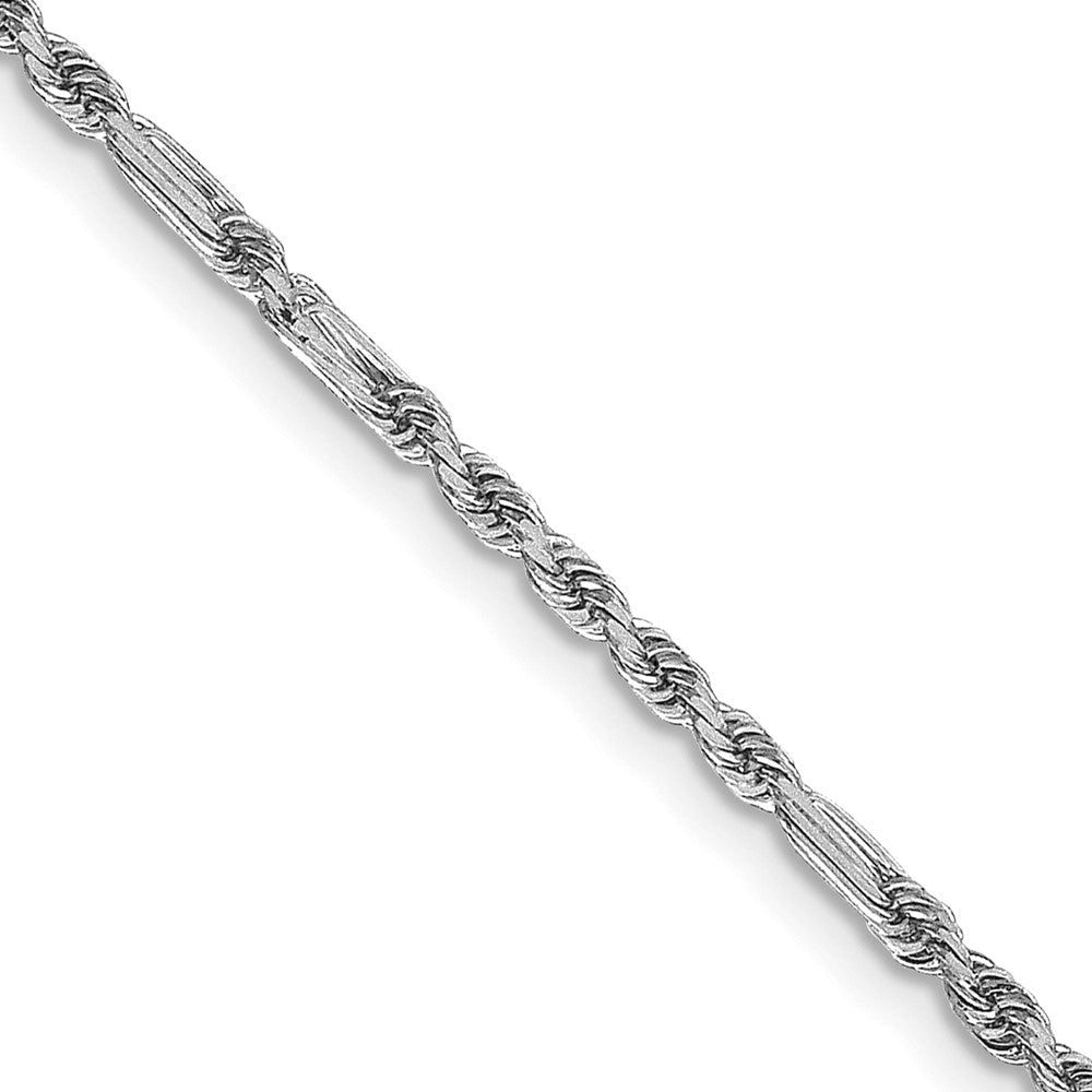 14K White Gold 20 inch 1.8mm Diamond-cut Milano Rope with Lobster Clasp Chain