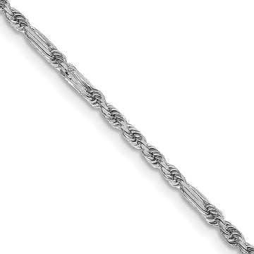 14K White Gold 20 inch 1.8mm Diamond-cut Milano Rope with Lobster Clasp Chain