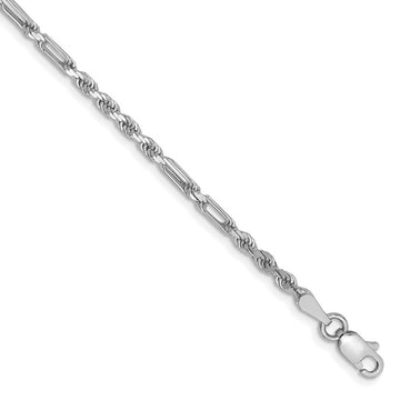 14k White Gold 2.5mm D/C Milano Rope Chain