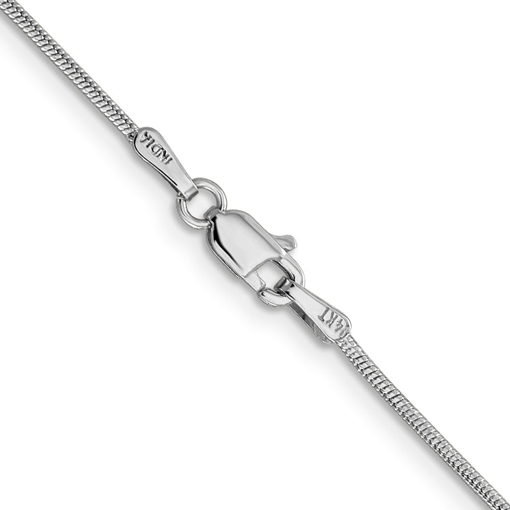 14K White Gold Round Snake with Lobster Clasp Chain 1.1mm - Bracelets
