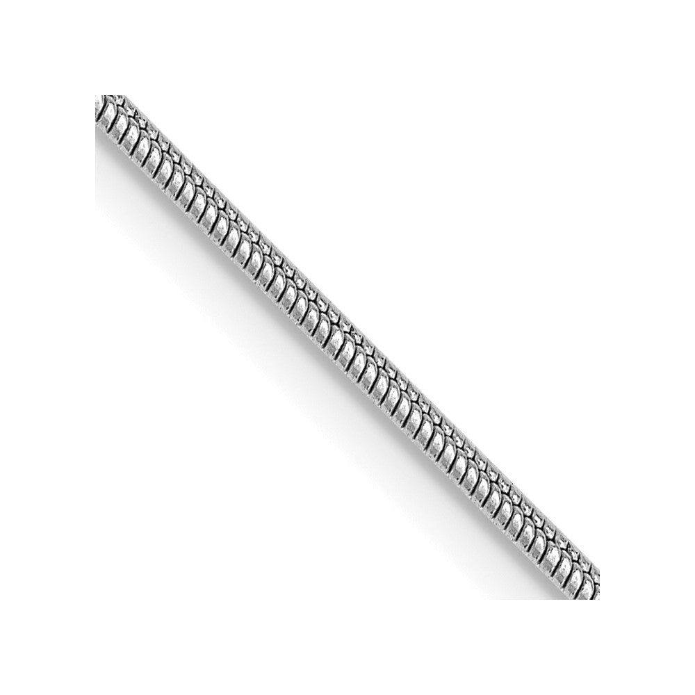 14K White Gold 16 inch 1.1mm Round Snake with Lobster Clasp Chain