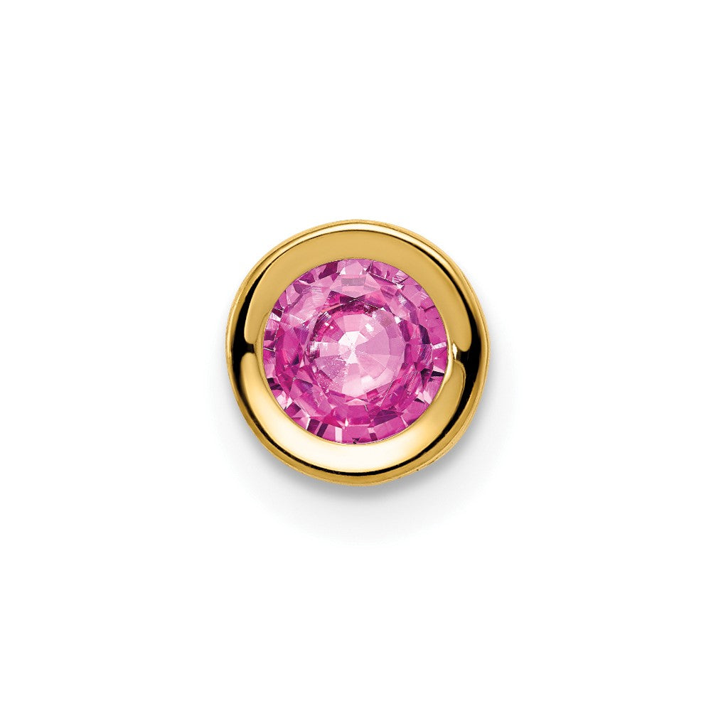 14k 5mm Pink Sapphire Bezel-set Chain Slide