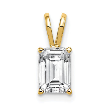 14k 7x5mm Emerald Cut Cubic Zirconia pendant