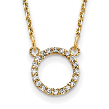 14k Polished 1/15 carat A Diamond Open Circle 18 inch Necklace