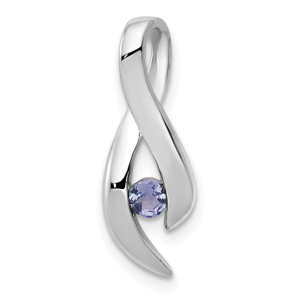 14k White Gold 3mm Tanzanite Ribbon Slide Fits up to 4mm Fancy Omega