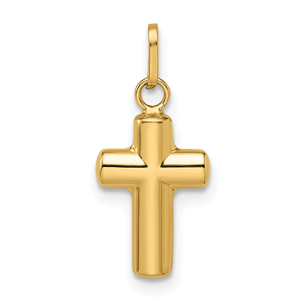 14k Polished Puffed Cross Pendant 8.67mm - Chains