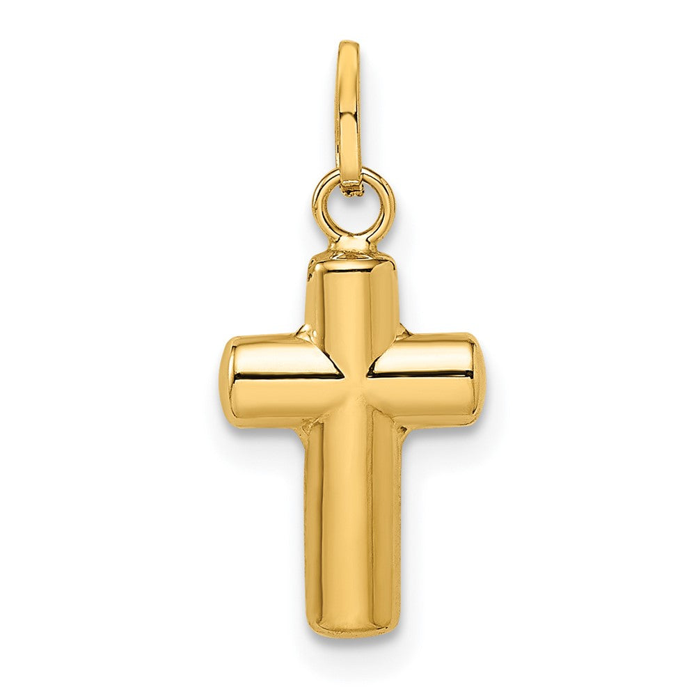 14k Polished Puffed Cross Pendant 8.67mm - Chains