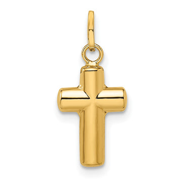 14k Polished Puffed Cross Pendant 8.67mm - Chains